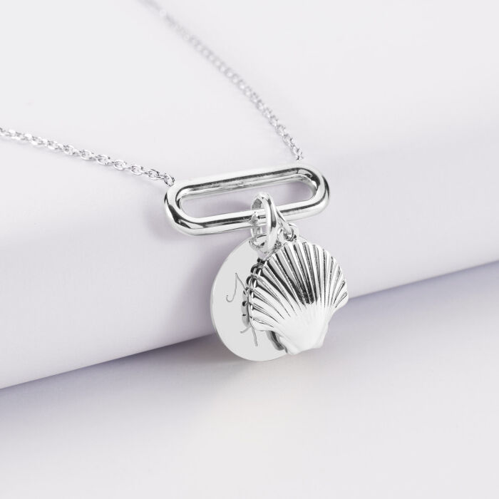 Collier chaîne ovale ouvert personnalisé médaille gravée argent 15 mm et breloque(s) summer - à composer