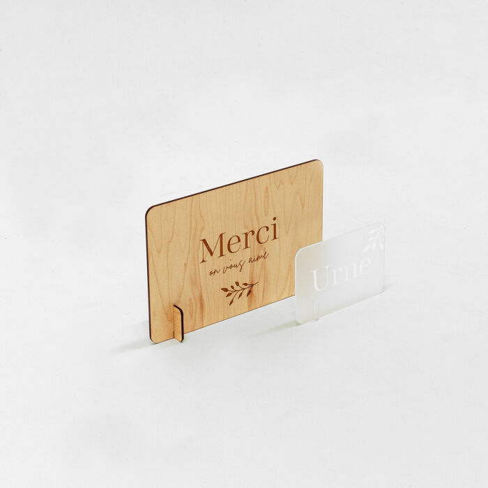 Panneau Merci bois 257x176 et urne acrylique givré 143x98 - Bohème