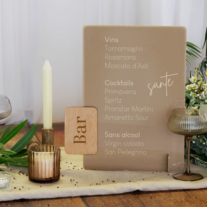 Signalétique bar personnalisée acrylique beige 285x346 - Bohème