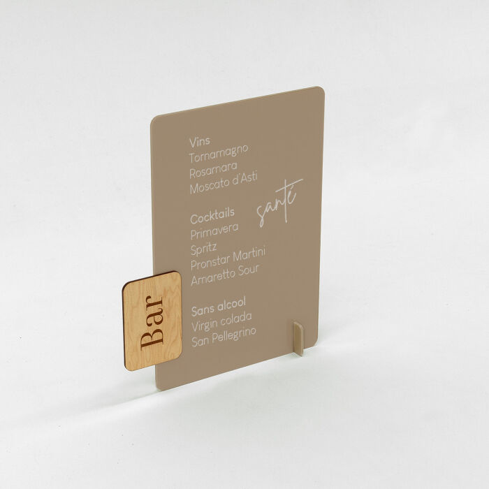 Signalétique bar personnalisée acrylique beige 285x346 - Bohème