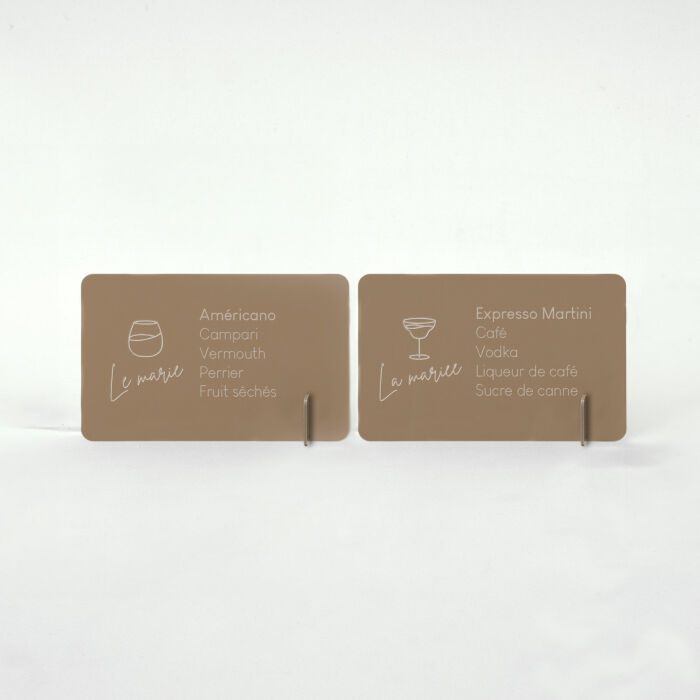 Signalétique bar personnalisée mariée et marié acrylique beige 240x150 - Bohème