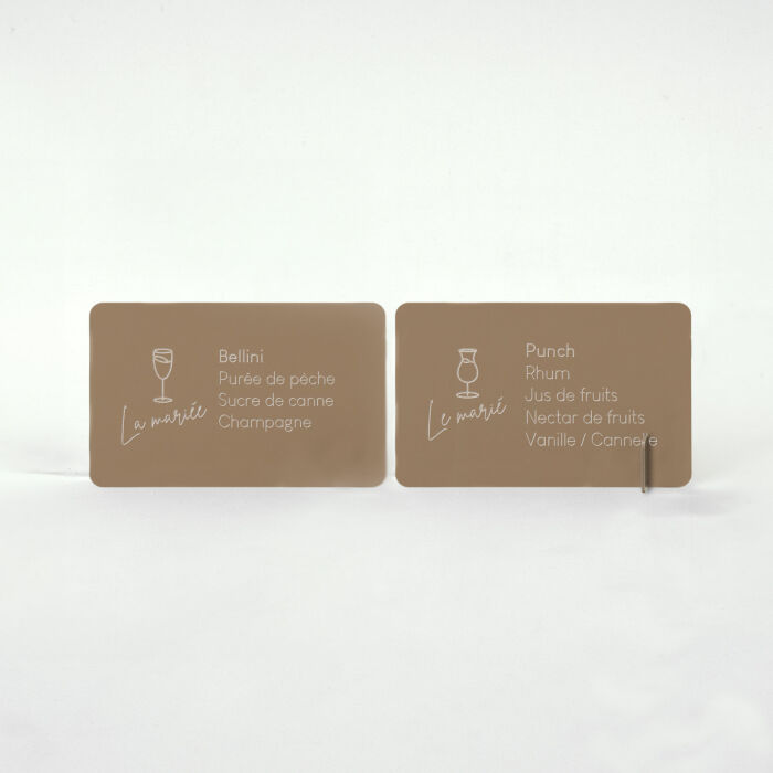 Signalétique bar personnalisée mariée et marié acrylique beige 240x150 - Bohème