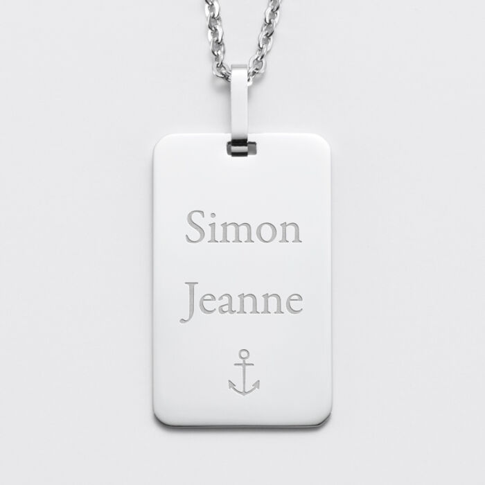 Pendentif papa personnalisé médaille gravée acier 20x32 mm - prénoms