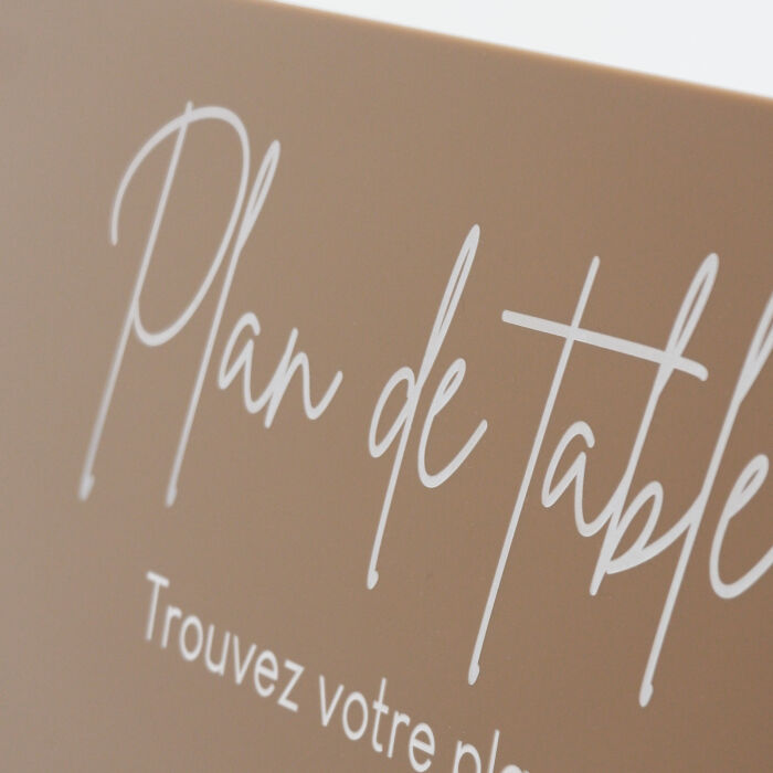Plan de table personnalisé acrylique beige 258x900 - Bohème