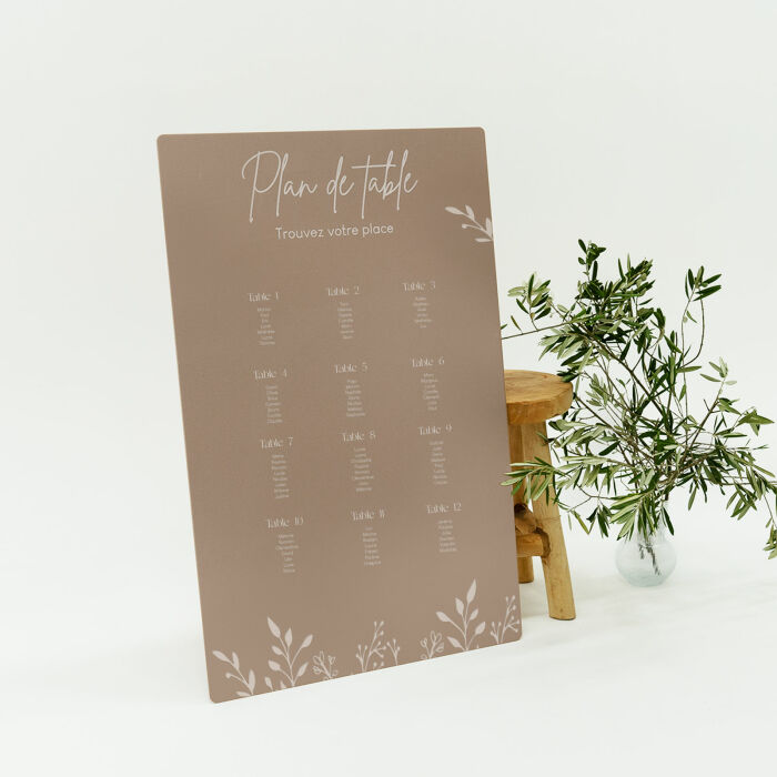 Plan de table personnalisé acrylique beige 258x900 - Bohème