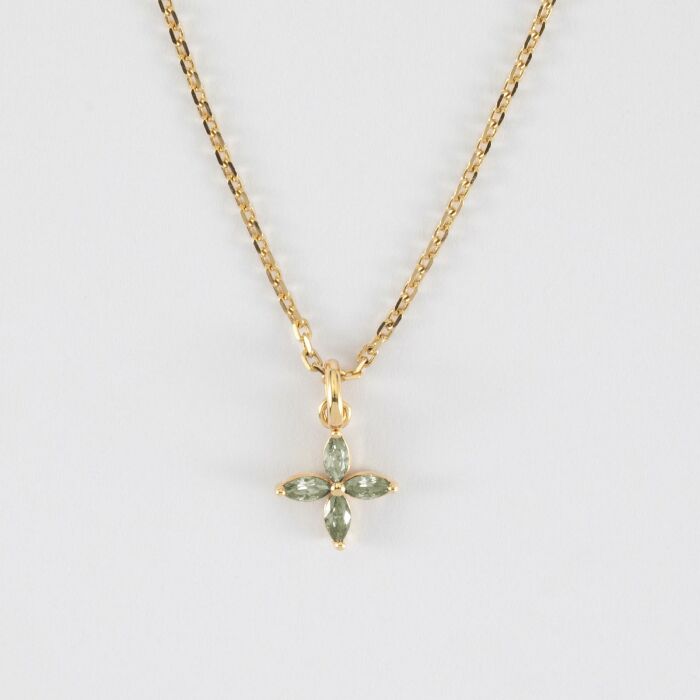 Pendentif fleur pétales zircons plaqué or 10 mm