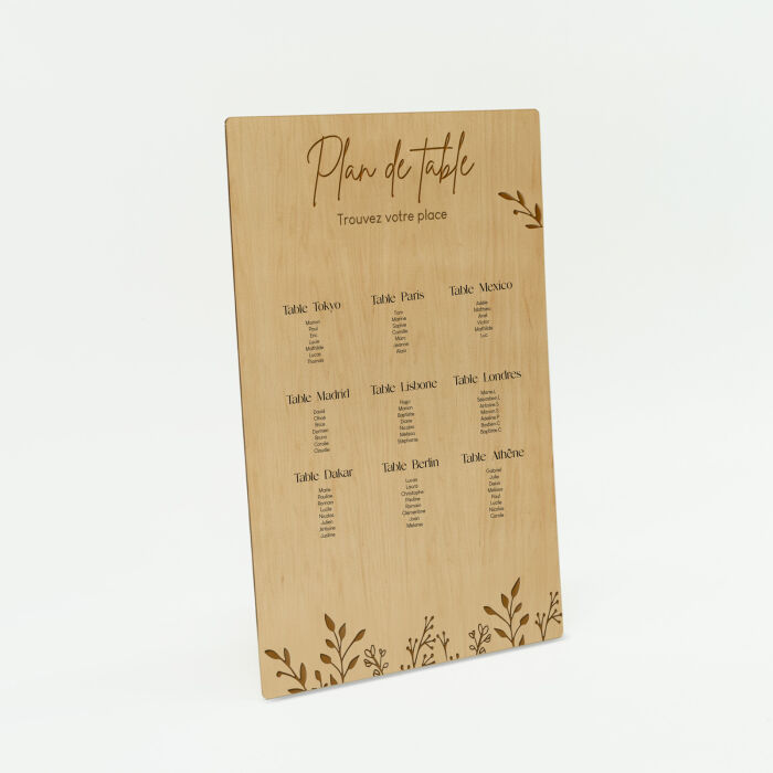 Plan de table personnalisé bois 258x900 - Bohème