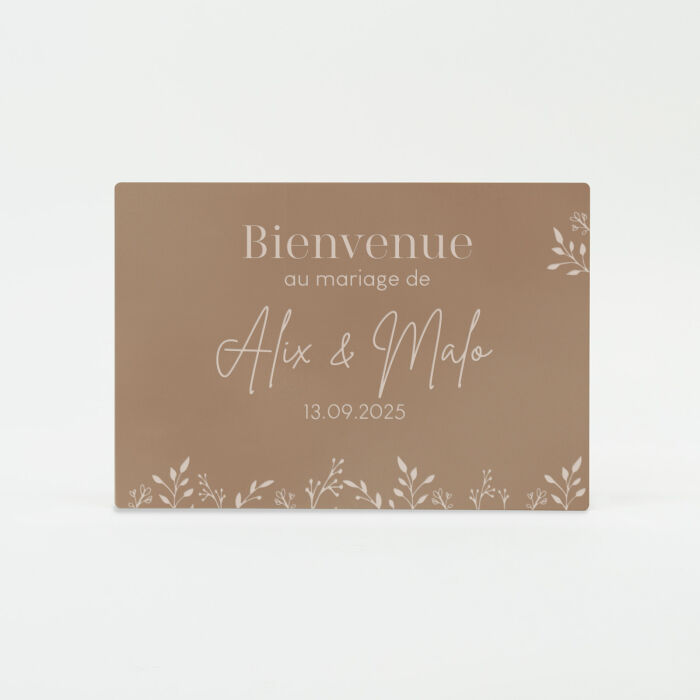 Panneau bienvenue personnalisé acrylique beige 800x550 - Bohème