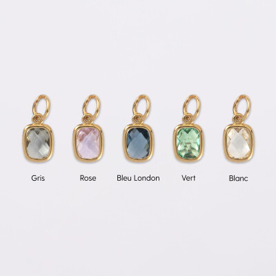 Breloque rectangle zircon plaqué or 9 mm