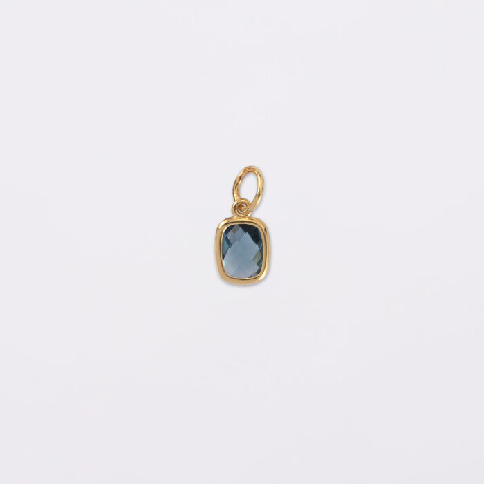 Breloque rectangle zircon plaqué or 9 mm