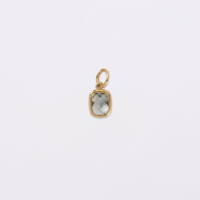 Breloque rectangle zircon plaqué or 9 mm