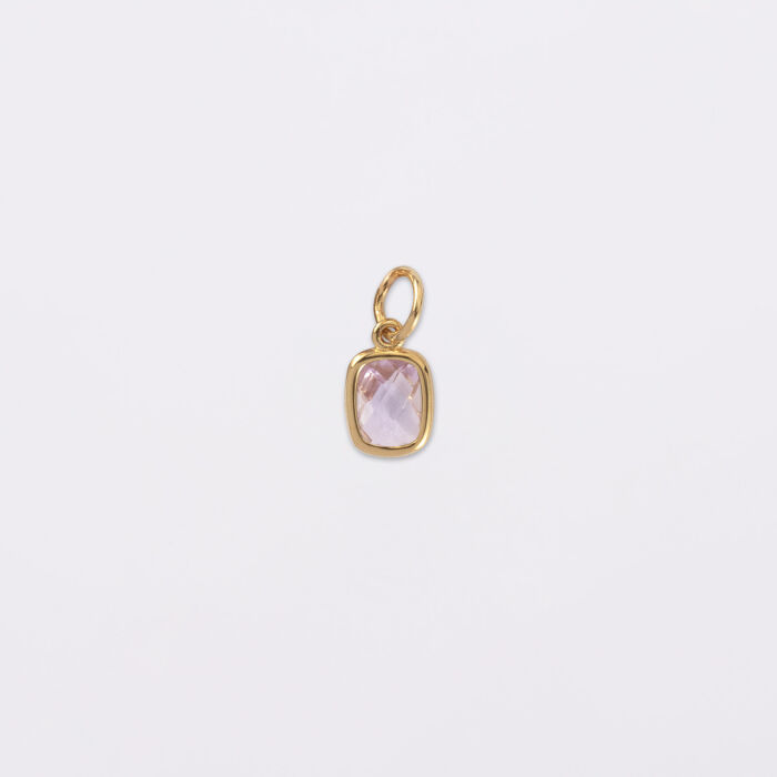 Breloque rectangle zircon plaqué or 9 mm