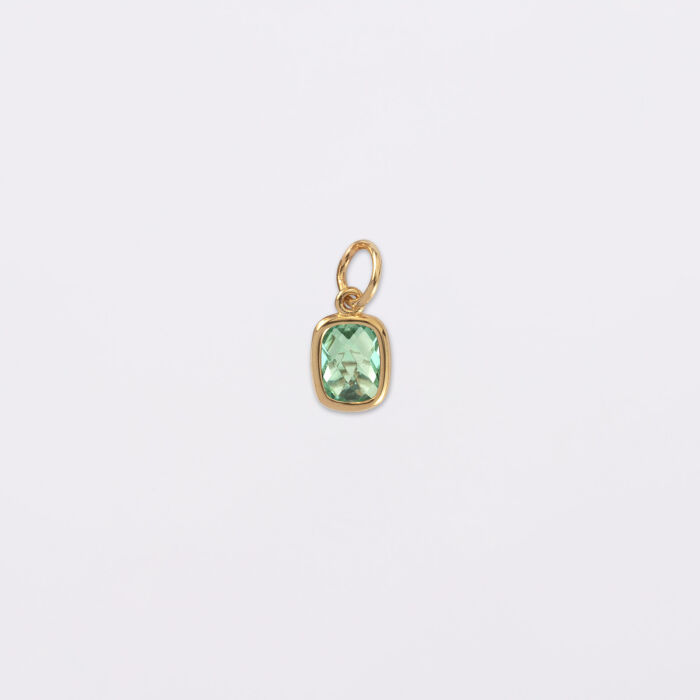 Breloque rectangle zircon plaqué or 9 mm