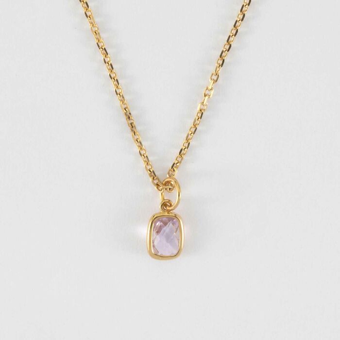 Pendentif rectangle zircon plaqué or 9 mm