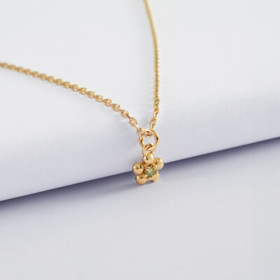 Pendentif enfant fleur zircon plaqué or 8 mm