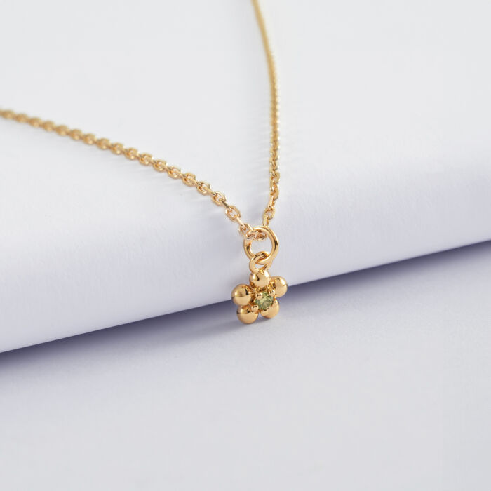 Pendentif enfant fleur zircon plaqué or 8 mm