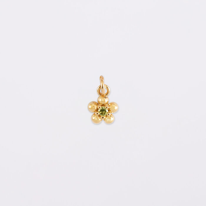 Breloque fleur zircon plaqué or 8 mm
