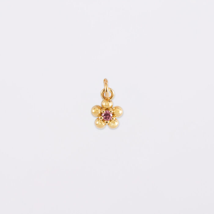 Breloque fleur zircon plaqué or 8 mm