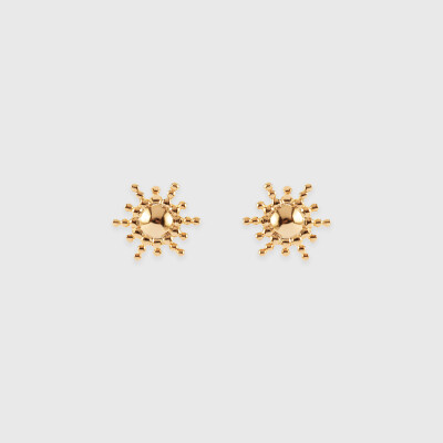 Boucles d'oreilles puces étoile brillante plaqué or - face