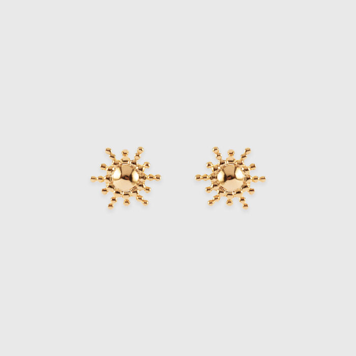 Boucles d'oreilles puces étoile brillante plaqué or - face