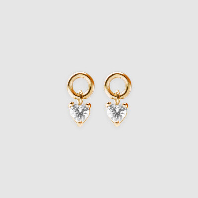 Boucles d'oreilles mini coeur scintillant plaqué or - face