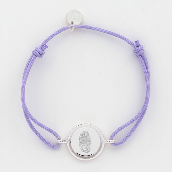 Bracelet personnalisé cordon médaille réversible Eternelle gravée argent 2 trous 16 mm - HappyBulle x Capucine - empreinte