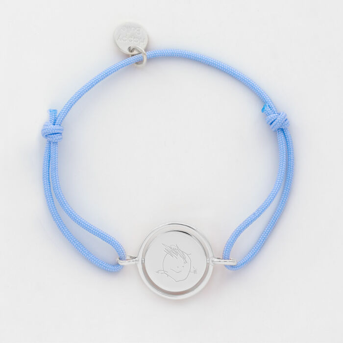 Bracelet enfant personnalisé cordon médaille réversible Eternelle gravée argent 2 trous 16 mm - HappyBulle x Capucine - dessin