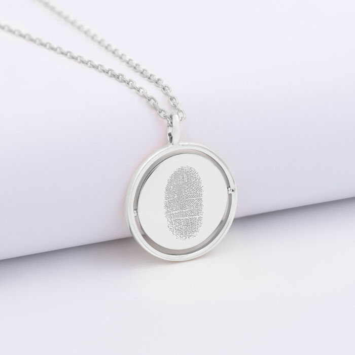 Pendentif enfant personnalisé médaille réversible Eternelle gravée argent 18 mm - HappyBulle x Capucine - empreinte