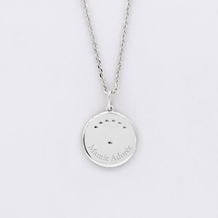 Pendentif personnalisé médaille Lune zircons crépuscule gravée argent 16 mm