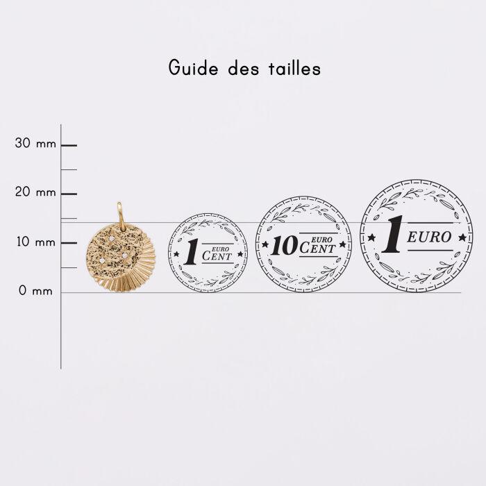 Breloque Lune trio zircons plaqué or 14 mm - pièces