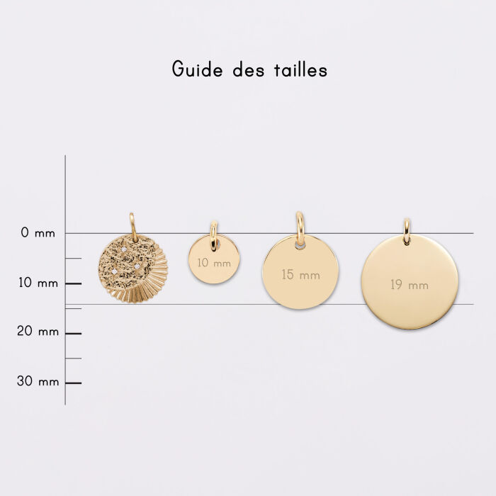 Breloque Lune trio zircons plaqué or 14 mm - médailles