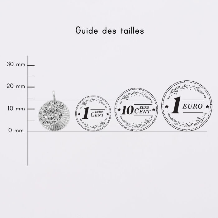 Breloque Lune trio zircons argent 14 mm - pièces