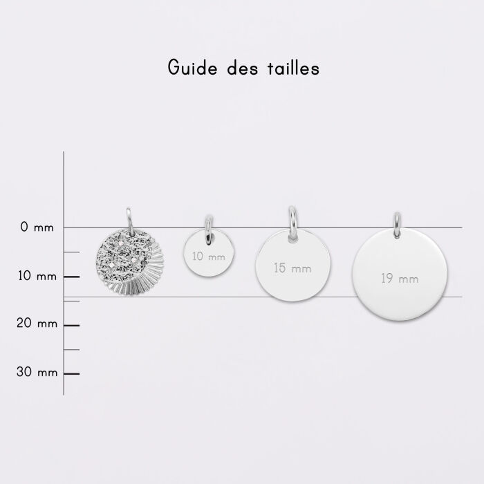 Breloque Lune trio zircons argent 14 mm - médailles