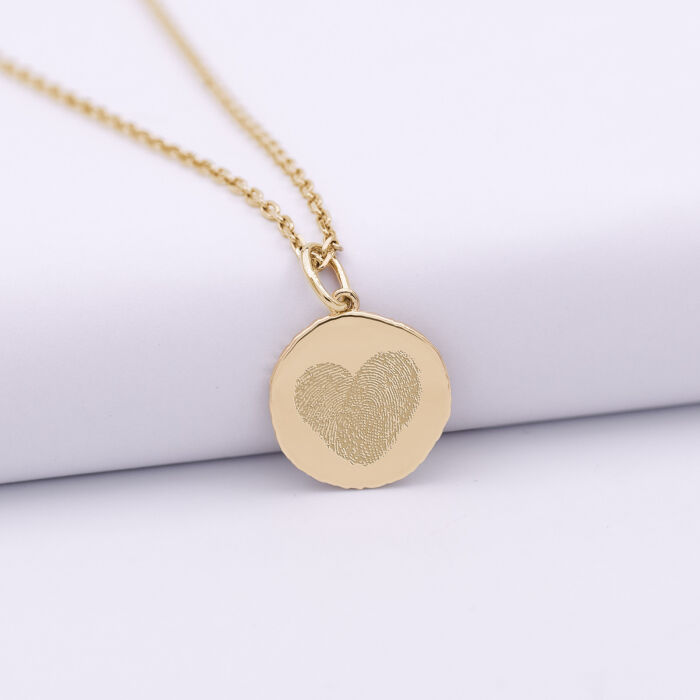 Pendentif personnalisé médaille gravée plaqué or rose des vents texturée 14 mm - empreinte