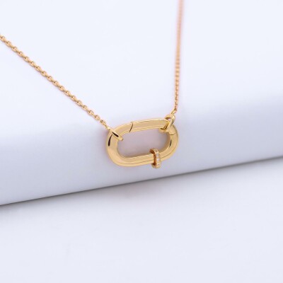 Collier personnalisé collection Chapitre mousqueton 11x19 mm plaqué or - à composer