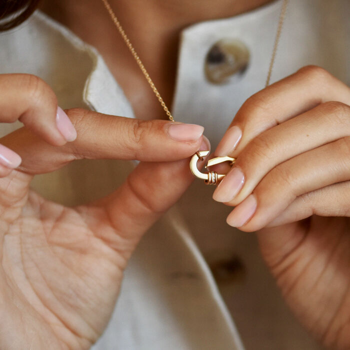 Bracelet chaîne personnalisé collection Chapitre mousqueton 11x19 mm plaqué or - à composer