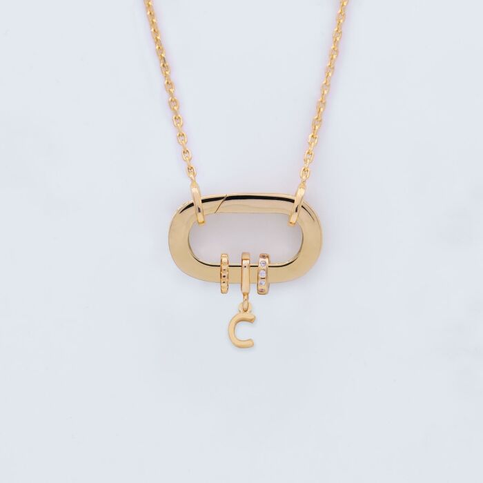 Collier personnalisé collection Chapitre mousqueton 11x19 mm plaqué or - à composer