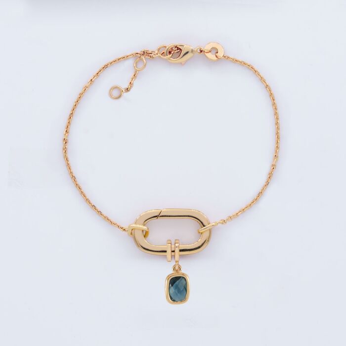 Bracelet chaîne personnalisé collection Chapitre mousqueton 11x19 mm plaqué or - à composer