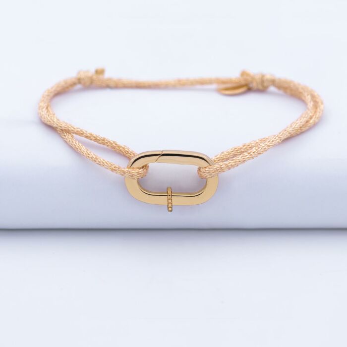 Bracelet personnalisé cordon pailleté collection Chapitre mousqueton 11x19 mm plaqué or - à composer