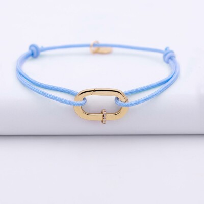 Bracelet personnalisé cordon collection Chapitre mousqueton 11x19 mm plaqué or - à composer