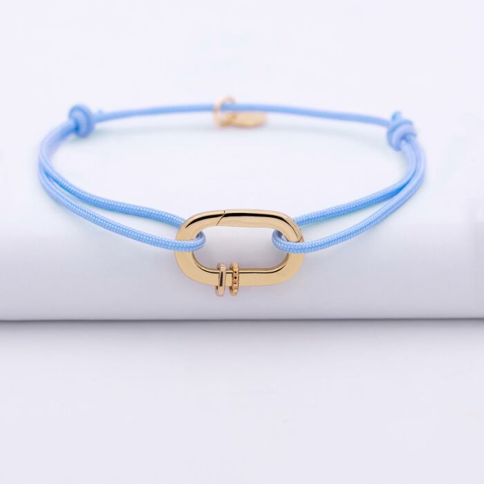 Bracelet personnalisé cordon collection Chapitre mousqueton 11x19 mm plaqué or - à composer