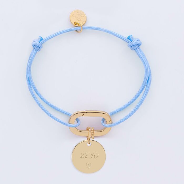 Bracelet personnalisé cordon collection Chapitre mousqueton 11x19 mm plaqué or - à composer