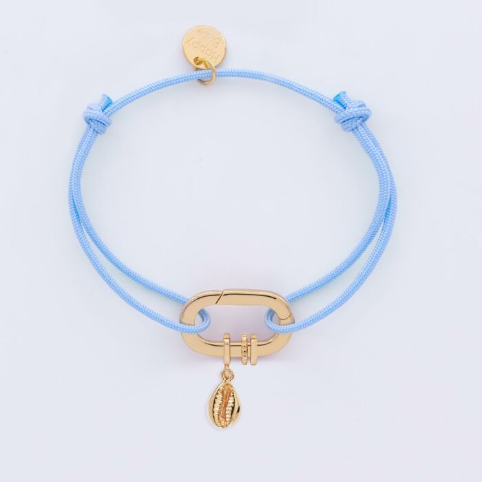 Bracelet personnalisé cordon collection Chapitre mousqueton 11x19 mm plaqué or - à composer