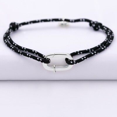 Bracelet homme personnalisé cordage marin collection Chapitre mousqueton 11x19 mm argent - à composer