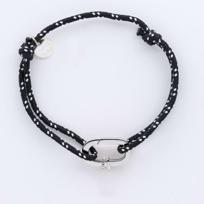 Bracelet homme personnalisé cordage marin collection Chapitre mousqueton 11x19 mm argent - à composer