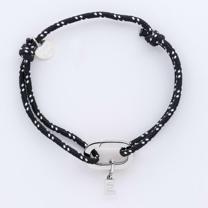 Bracelet homme personnalisé cordage marin collection Chapitre mousqueton 11x19 mm argent - à composer