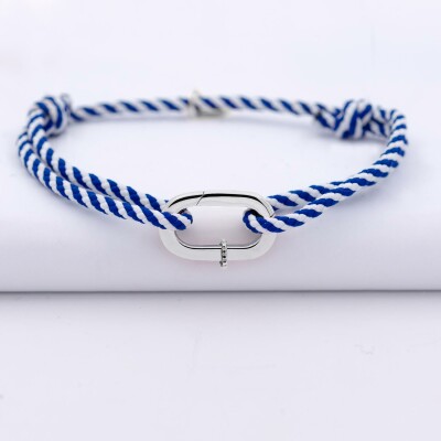 Bracelet homme personnalisé cordon marin tressé collection Chapitre mousqueton 11x19 mm argent - à composer