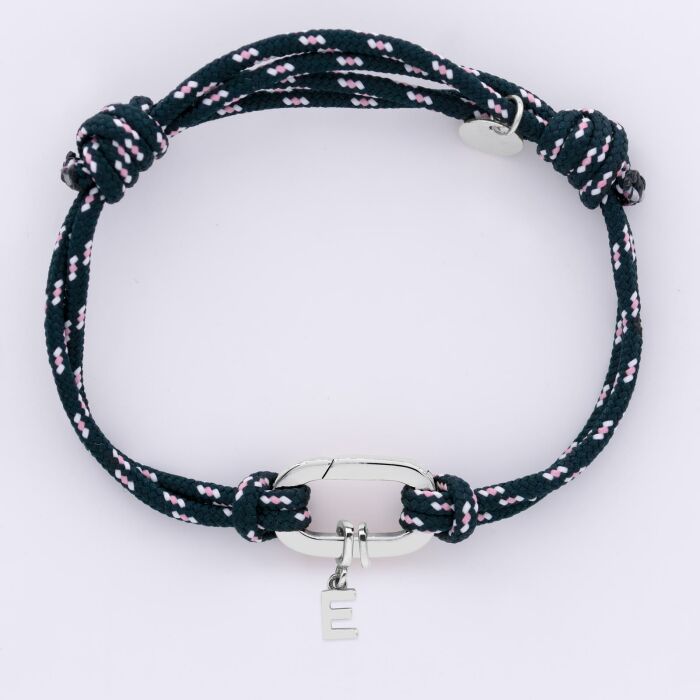Bracelet homme personnalisé cordage marin double collection Chapitre mousqueton 11x19 mm argent - à composer