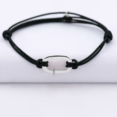 Bracelet homme personnalisé cordon double collection Chapitre mousqueton 11x19 mm argent - à composer