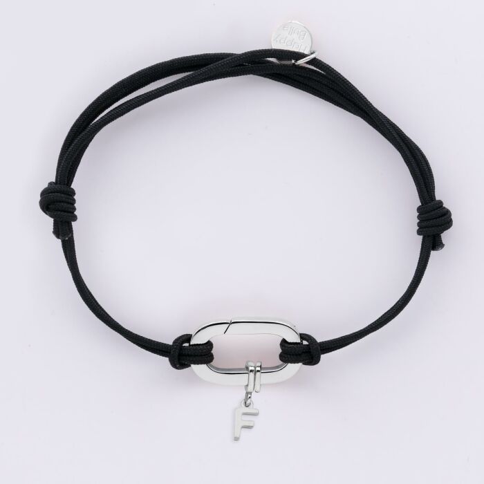 Bracelet homme personnalisé cordon double collection Chapitre mousqueton 11x19 mm argent - à composer